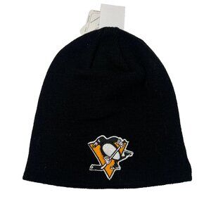 Adidas Unisex Black Knit Logo Pittsburgh Penguins NHL Beanie Winter Hat NWT
